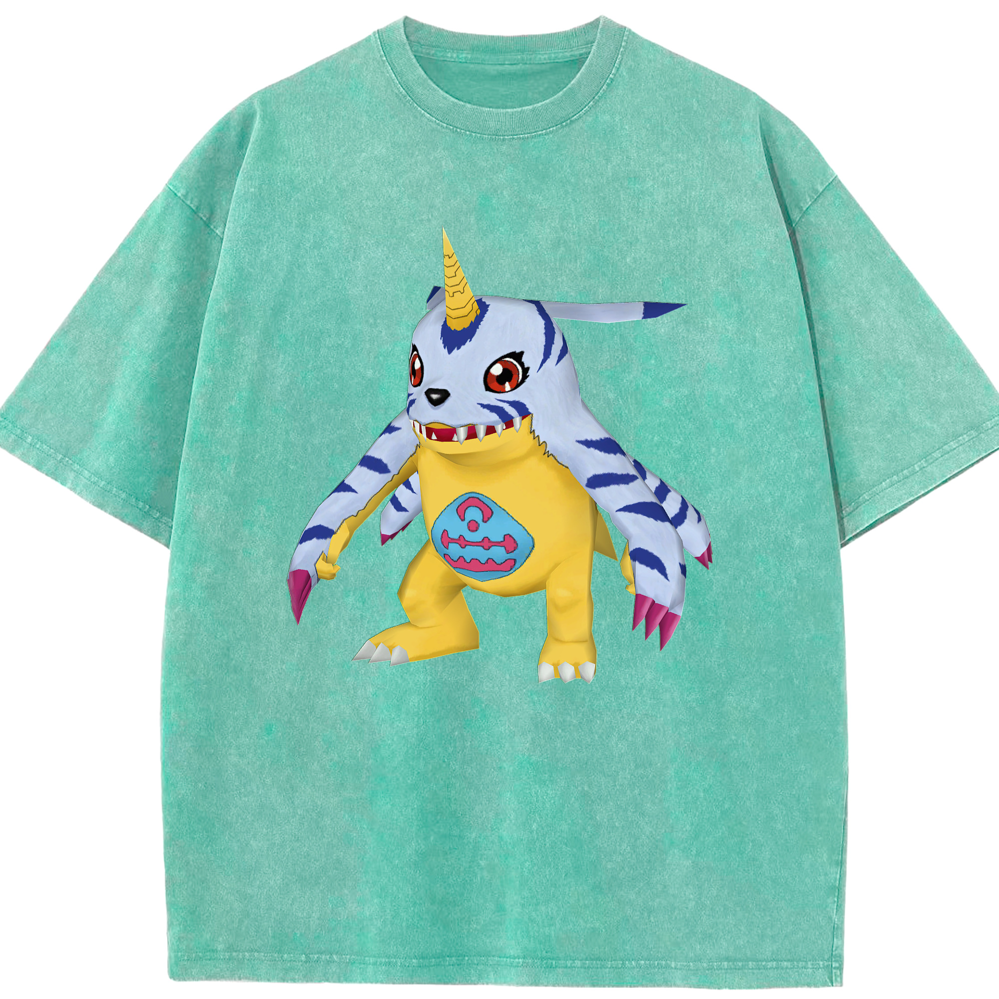 （画像用） Digimon デジタルモンスター/デジモン 綿100% ヴィンテージ風 半袖Tシャツ（フロントプリント）